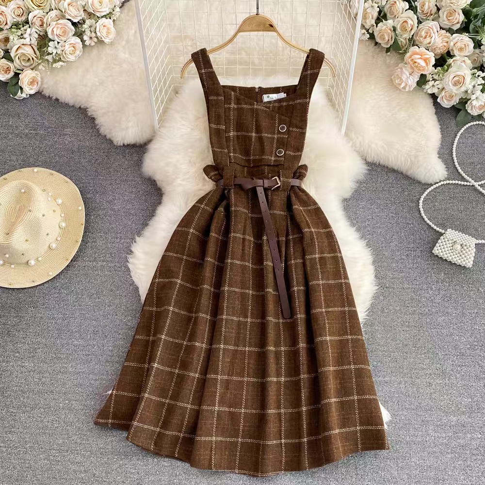 See what I want plaid dress & belt FD87 images